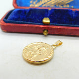 9ct Yellow Gold St Christopher Saint Of Travel Charm Pendant Vintage c1990