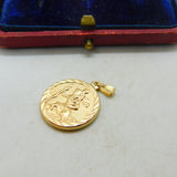 9ct Yellow Gold St Christopher Saint Of Travel Charm Pendant Vintage c1990