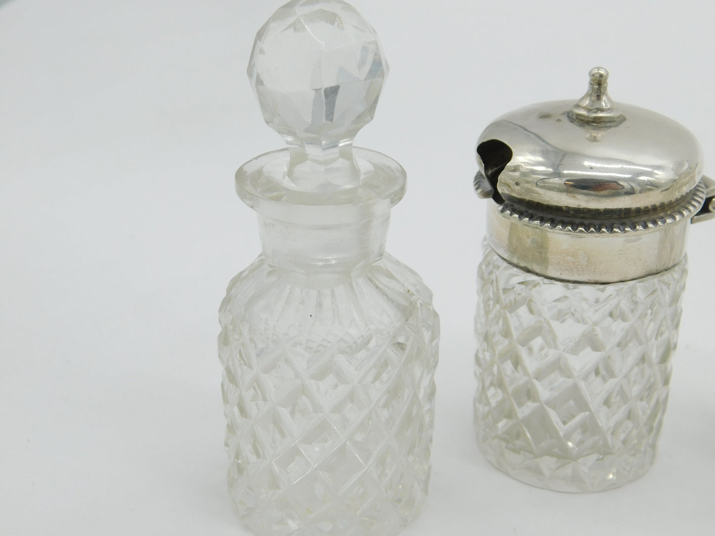 George III Sterling Silver & Cut Glass Cruet Set Antique 1820 London