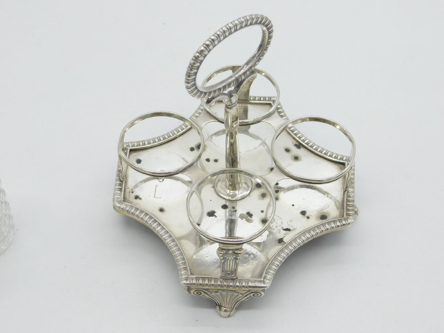 George III Sterling Silver & Cut Glass Cruet Set Antique 1820 London