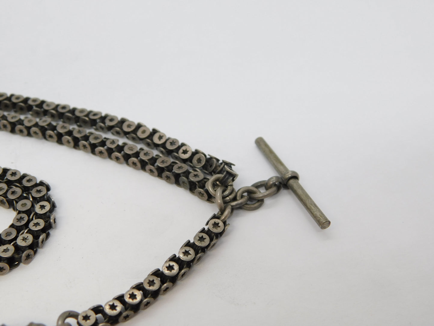 19th Century French Sterling Silver Albertina Watch Chain Antique c1860