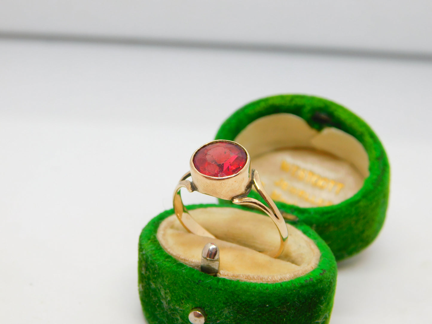 Edwardian 9ct Rose Gold & Natural 2.5ct Red Stone Ring Antique c1910