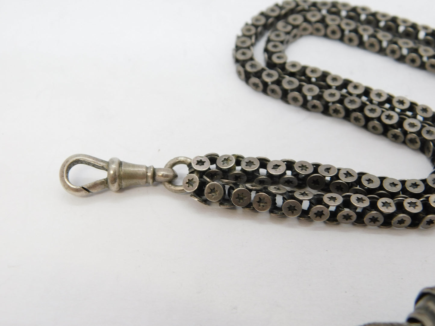 19th Century French Sterling Silver Albertina Watch Chain Antique c1860