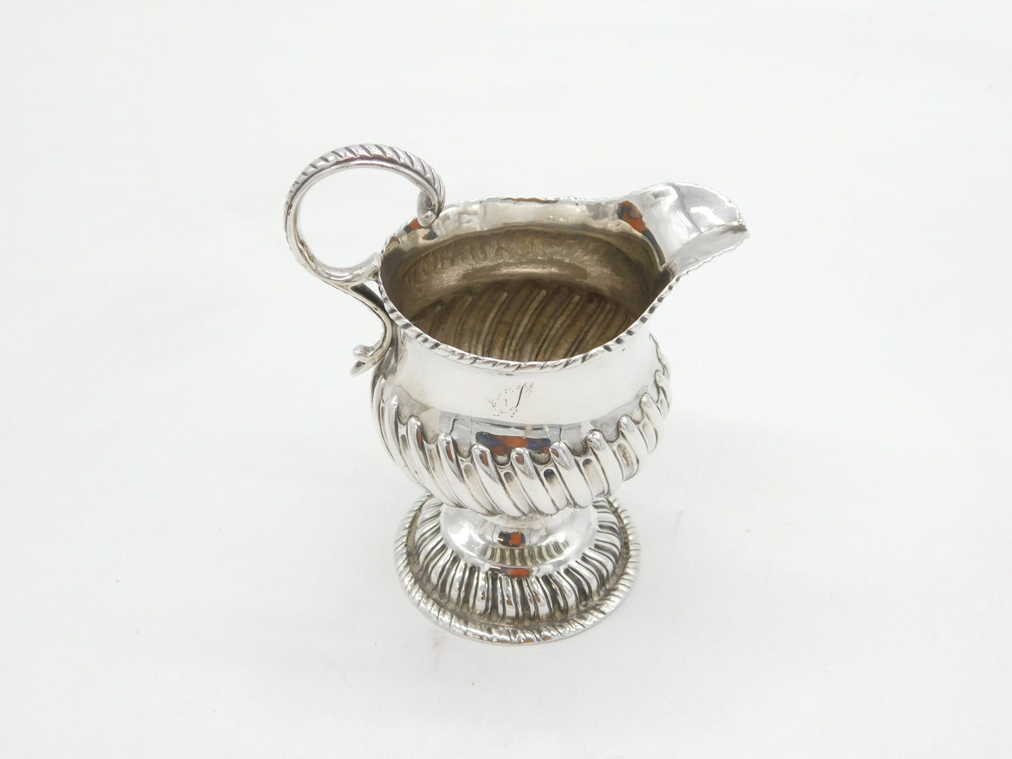 George III Sterling Silver Fluted Pedestal Cream Jug Antique c1760 London