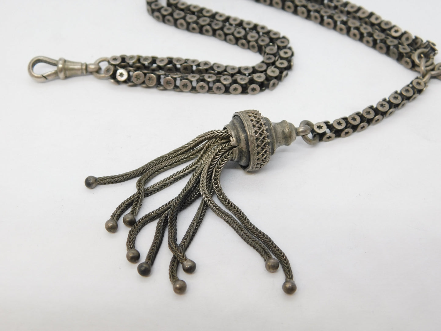 19th Century French Sterling Silver Albertina Watch Chain Antique c1860