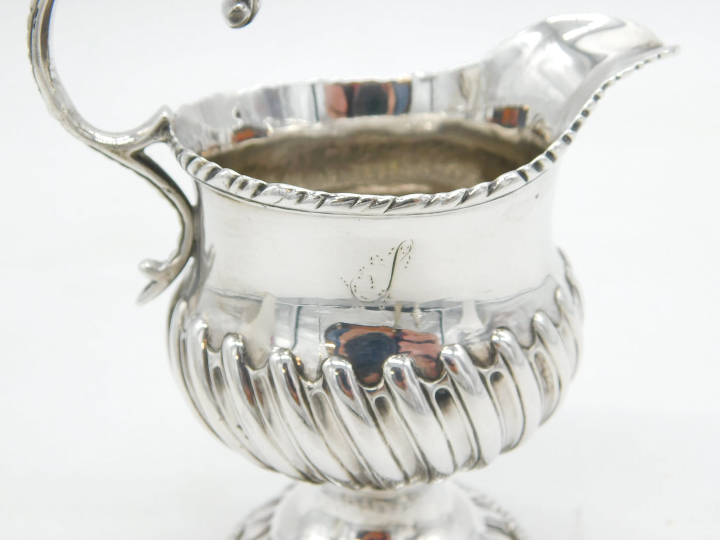 George III Sterling Silver Fluted Pedestal Cream Jug Antique c1760 London