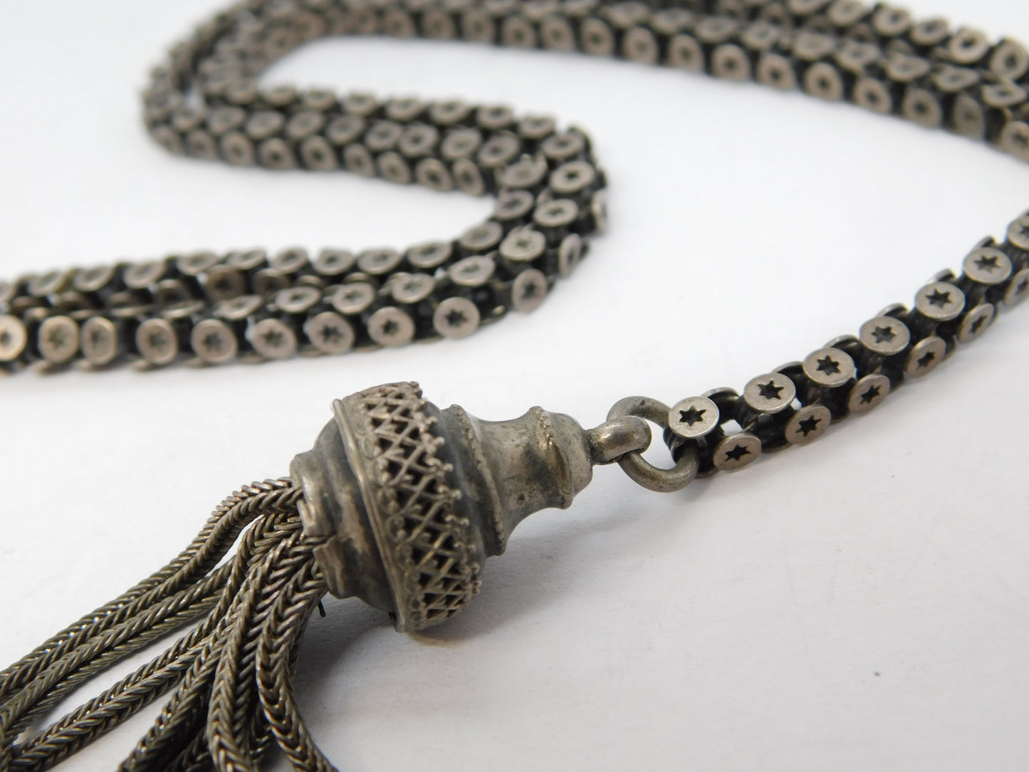 19th Century French Sterling Silver Albertina Watch Chain Antique c1860