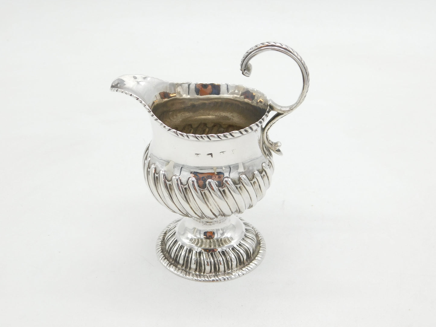 George III Sterling Silver Fluted Pedestal Cream Jug Antique c1760 London