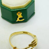 14ct Yellow Gold Grasping Figa Hands Dress Ring Vintage c1970