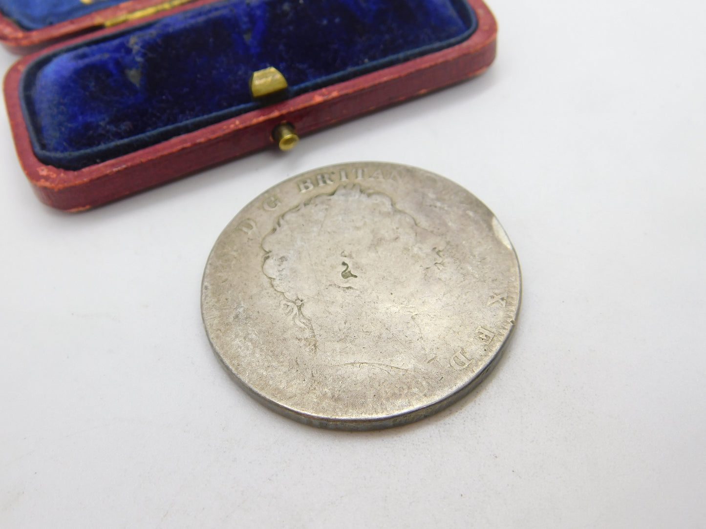 King George III .925 Silver Crown Coin Antique 1820 Fair-Worn Condition