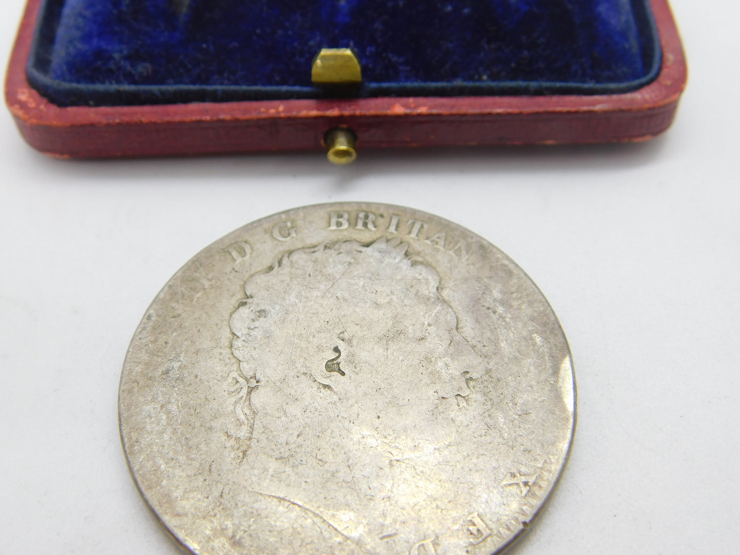 King George III .925 Silver Crown Coin Antique 1820 Fair-Worn Condition