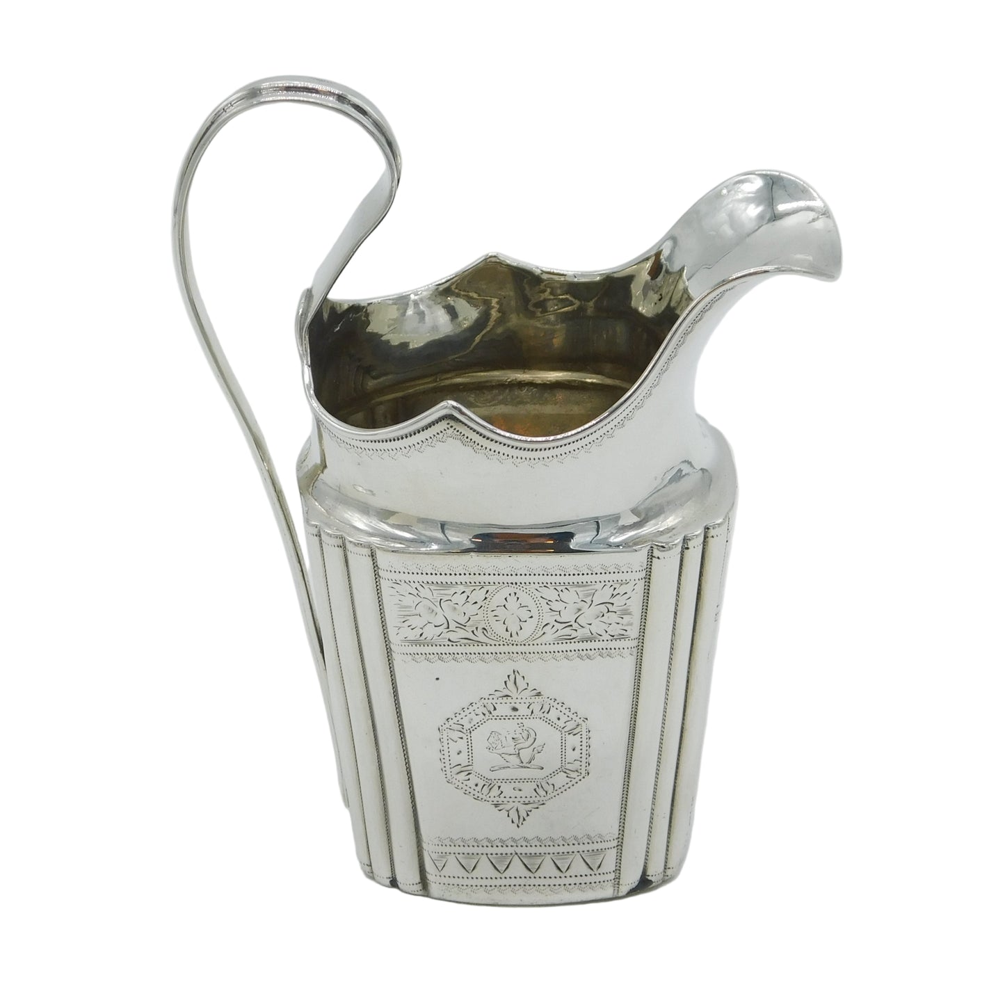 Early Irish George II Sterling Silver Crested Cream Jug Antique 1736 Dublin