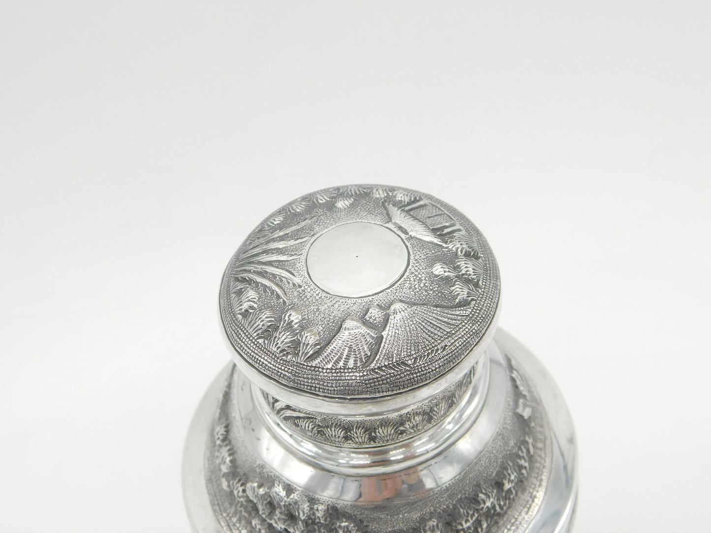 20th Century Burmese Sterling Silver Farm Pattern Cocktail Shaker Antique c1920