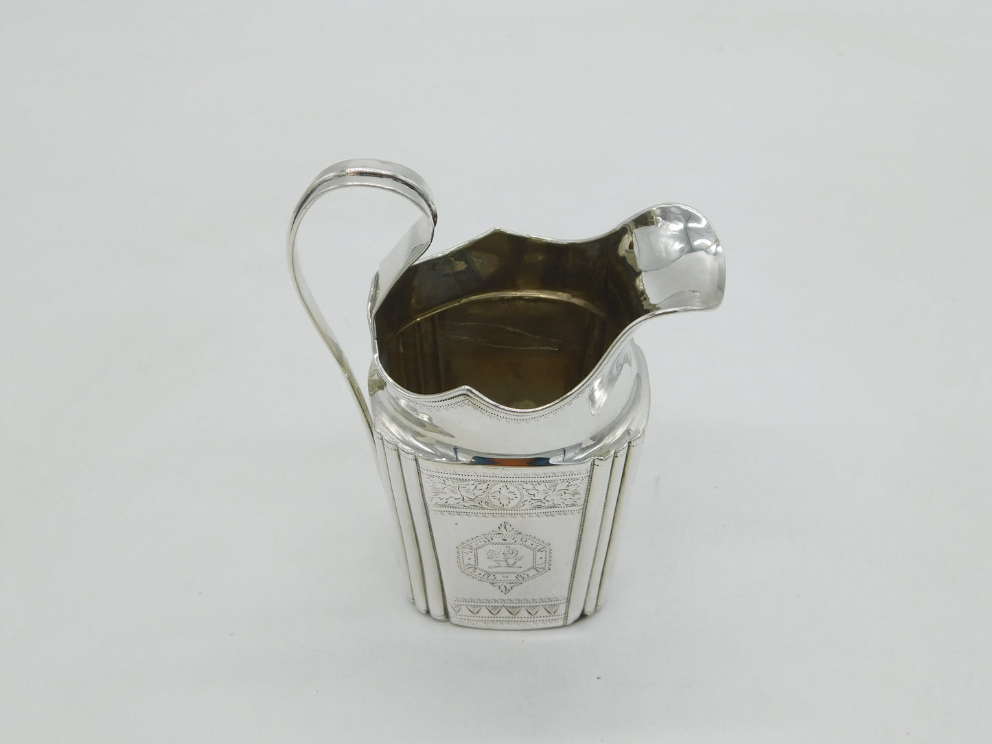 Early Irish George II Sterling Silver Crested Cream Jug Antique 1736 Dublin