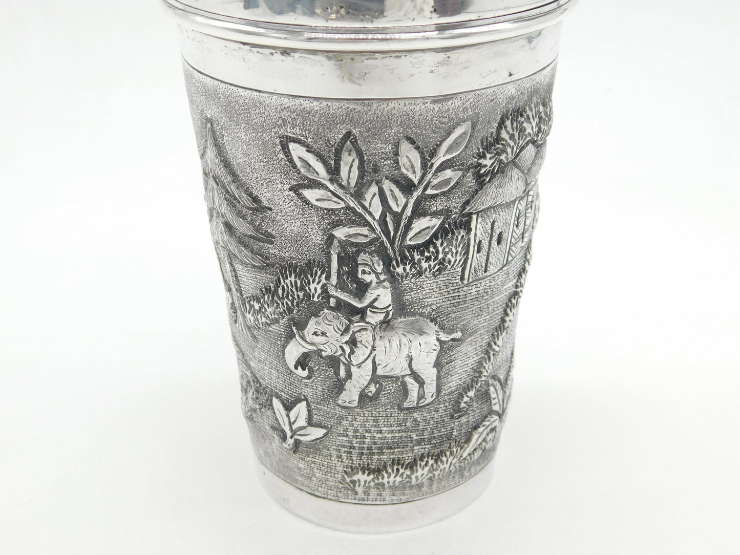 20th Century Burmese Sterling Silver Farm Pattern Cocktail Shaker Antique c1920