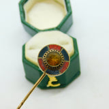 Scottish Victorian 9ct Gold, Bloodstone, Agate & Citrine Stick Pin Antique c1880