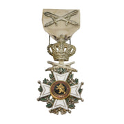 19th Century Belgium Order of Leopold Silver & Enamel Service Medal Antique