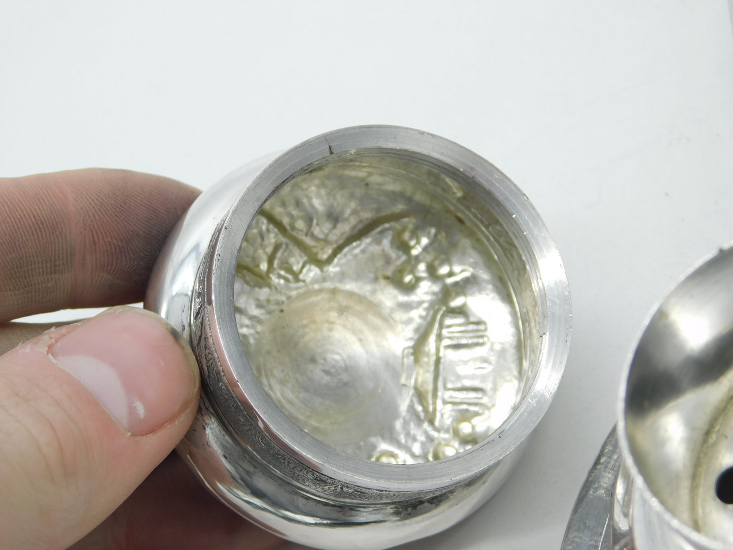 20th Century Burmese Sterling Silver Farm Pattern Cocktail Shaker Antique c1920