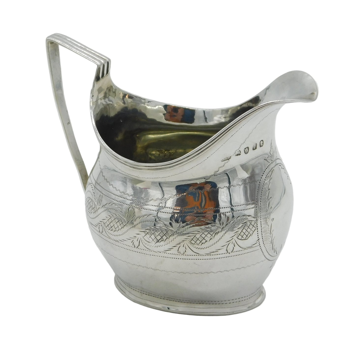 George III Sterling Silver Bright Cut Cream Jug Antique 1804 London