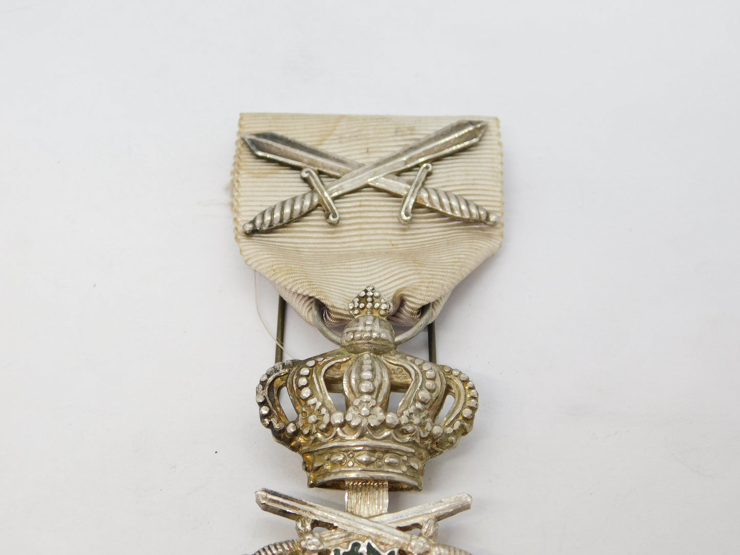 19th Century Belgium Order of Leopold Silver & Enamel Service Medal Antique