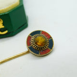 Scottish Victorian 9ct Gold, Bloodstone, Agate & Citrine Stick Pin Antique c1880