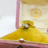 18ct Yellow Gold & 0.2ct Diamond Set Crossover Band Ring Antique c1920 Art Deco