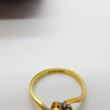 18ct Yellow Gold & 0.2ct Diamond Set Crossover Band Ring Antique c1920 Art Deco