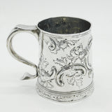 Queen Anne Britannia Silver Floral Pattern Pint Tankard Antique 1713 London by John Laughton II