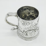 Queen Anne Britannia Silver Floral Pattern Pint Tankard Antique 1713 London by John Laughton II