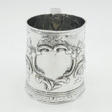 Queen Anne Britannia Silver Floral Pattern Pint Tankard Antique 1713 London by John Laughton II
