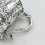 Queen Anne Britannia Silver Floral Pattern Pint Tankard Antique 1713 London by John Laughton II