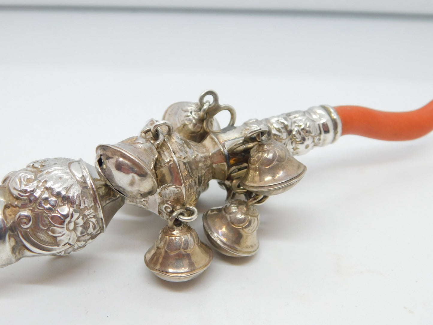 George III Sterling Silver & Coral Baby Rattle & Teether Antique c1780 London Robert Nash