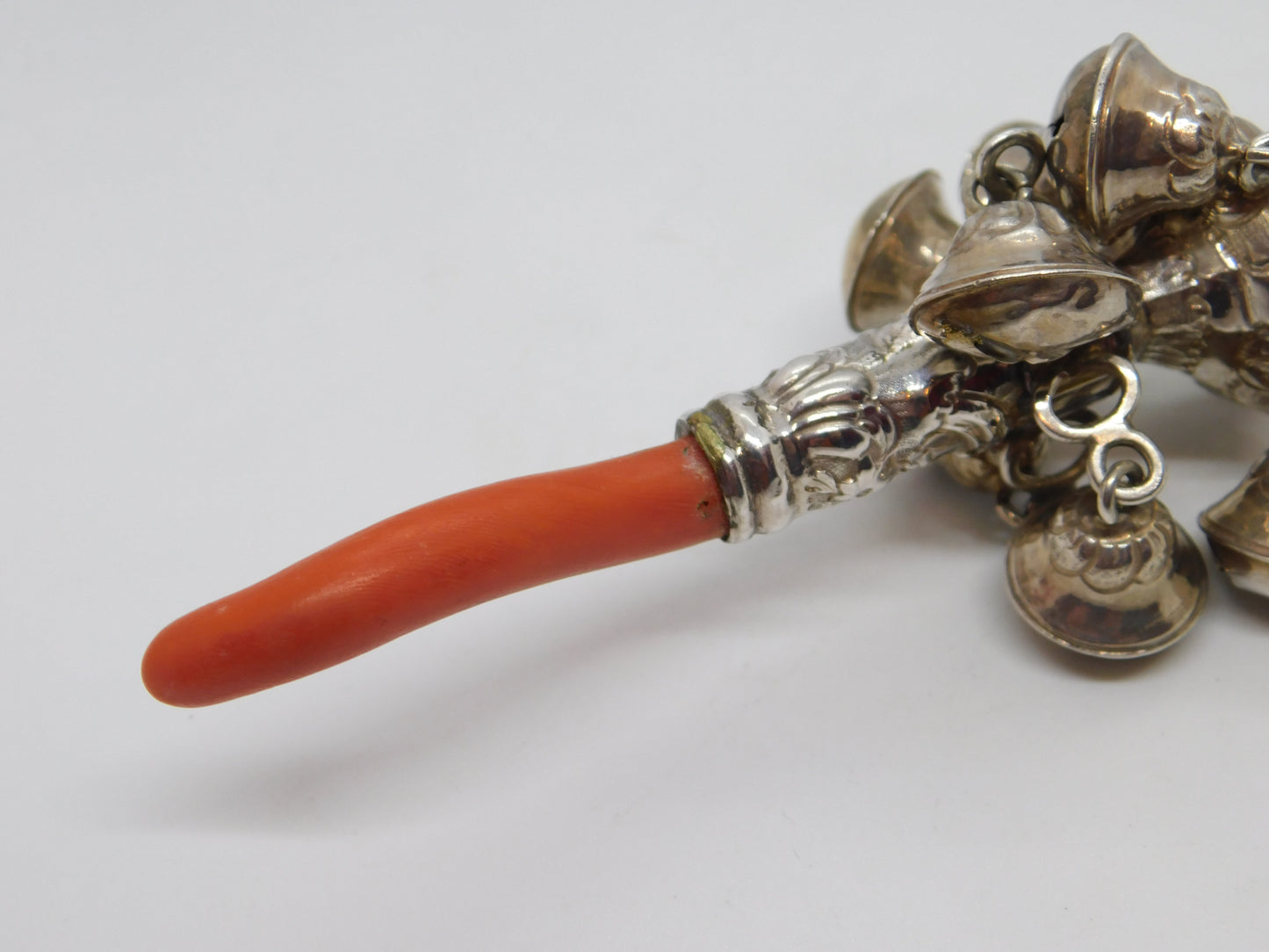 George III Sterling Silver & Coral Baby Rattle & Teether Antique c1780 London Robert Nash