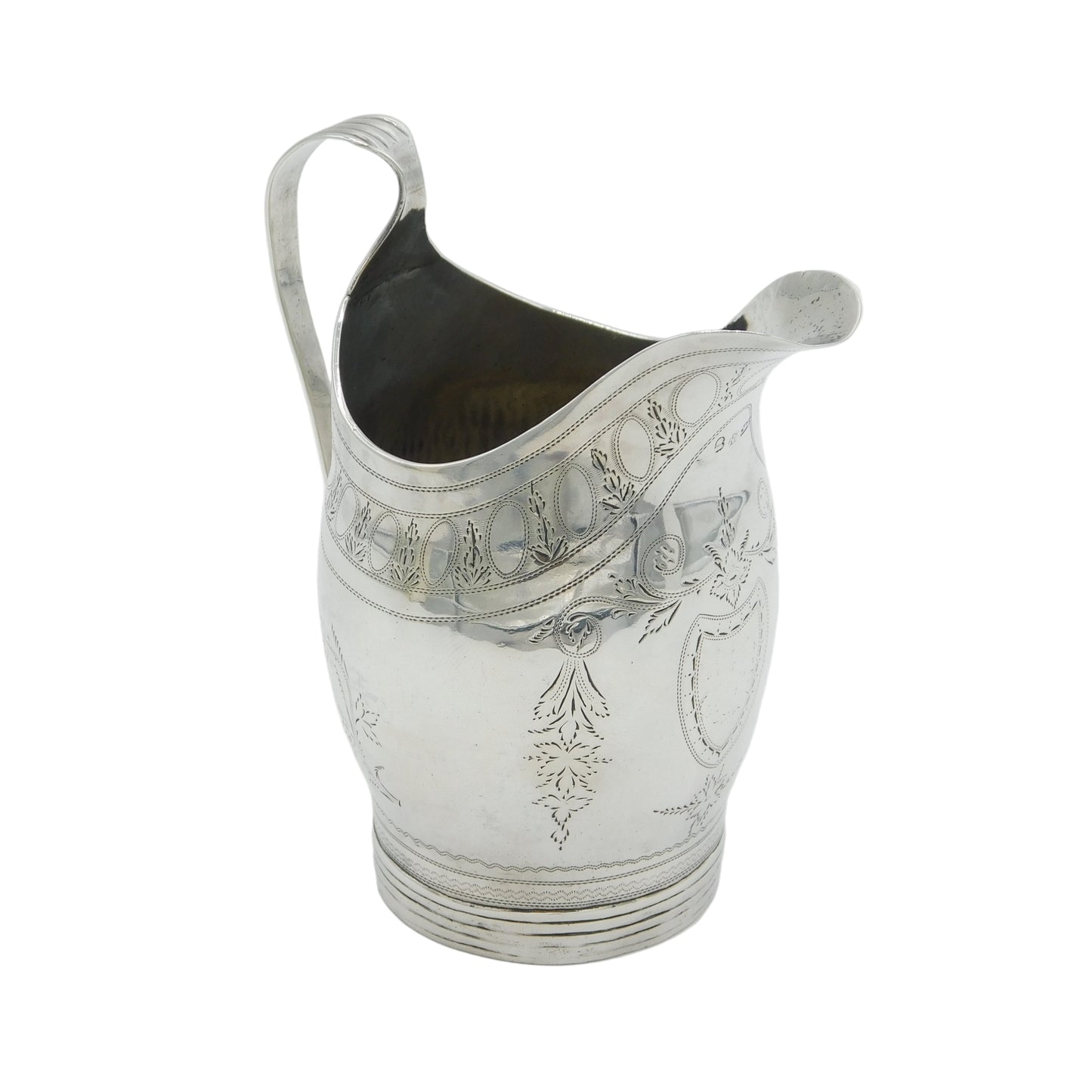 George III Sterling Silver Floral Pattern Barrel Cream Jug Antique c1805 London