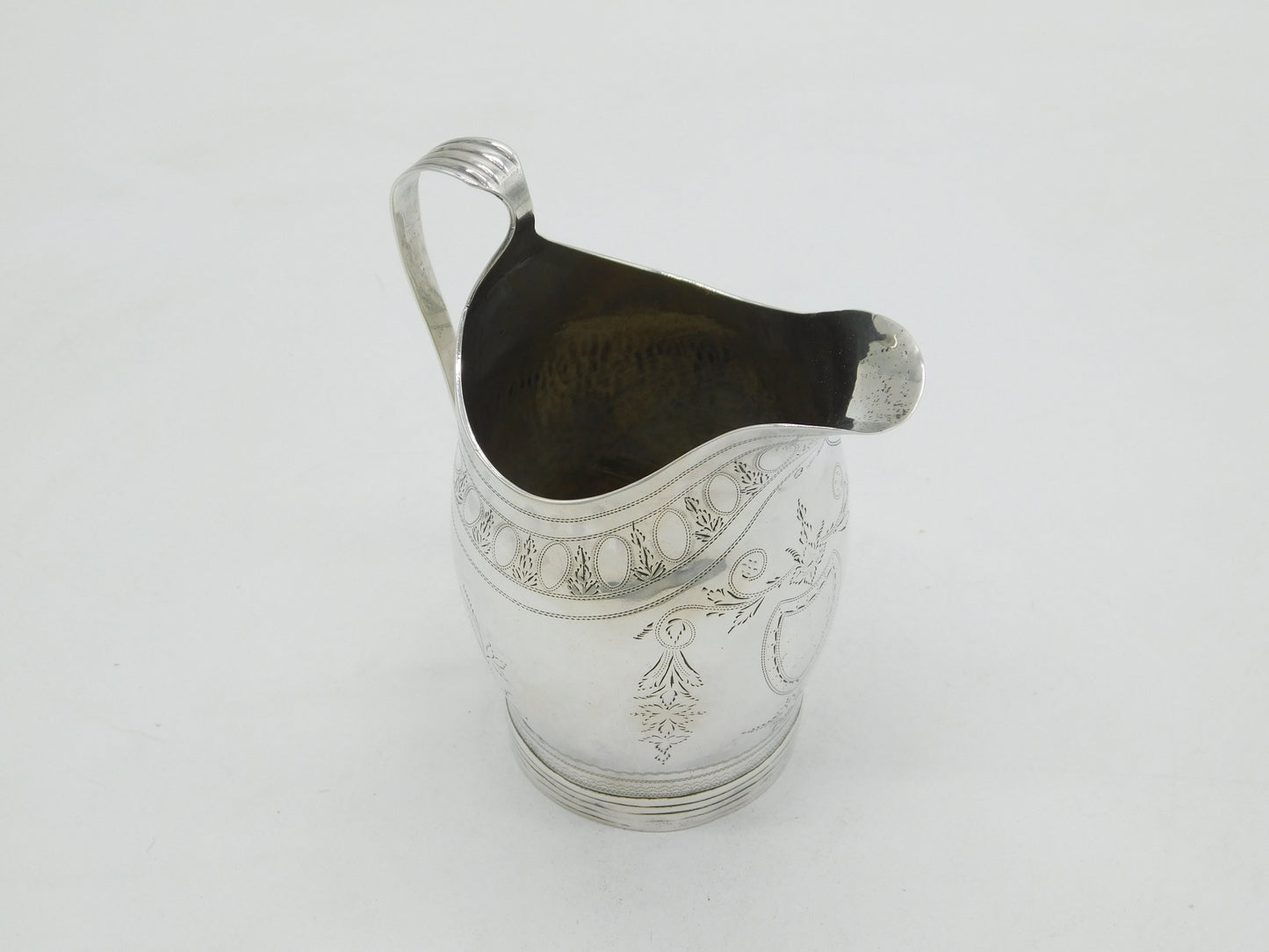 George III Sterling Silver Floral Pattern Barrel Cream Jug Antique c1805 London