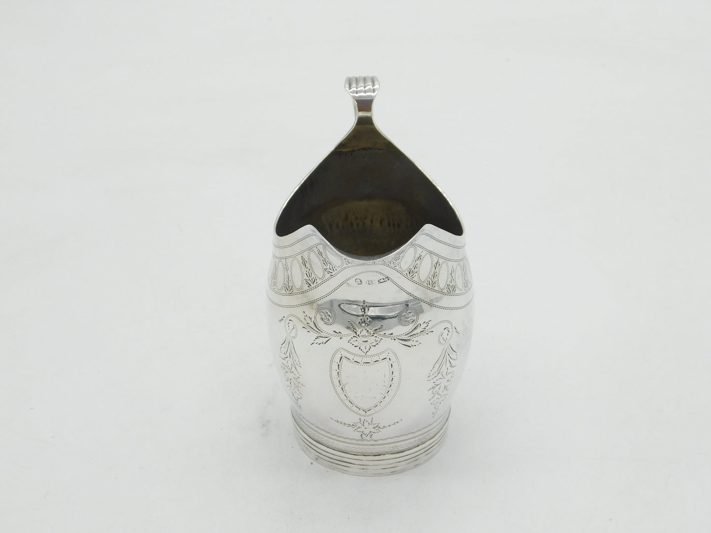 George III Sterling Silver Floral Pattern Barrel Cream Jug Antique c1805 London