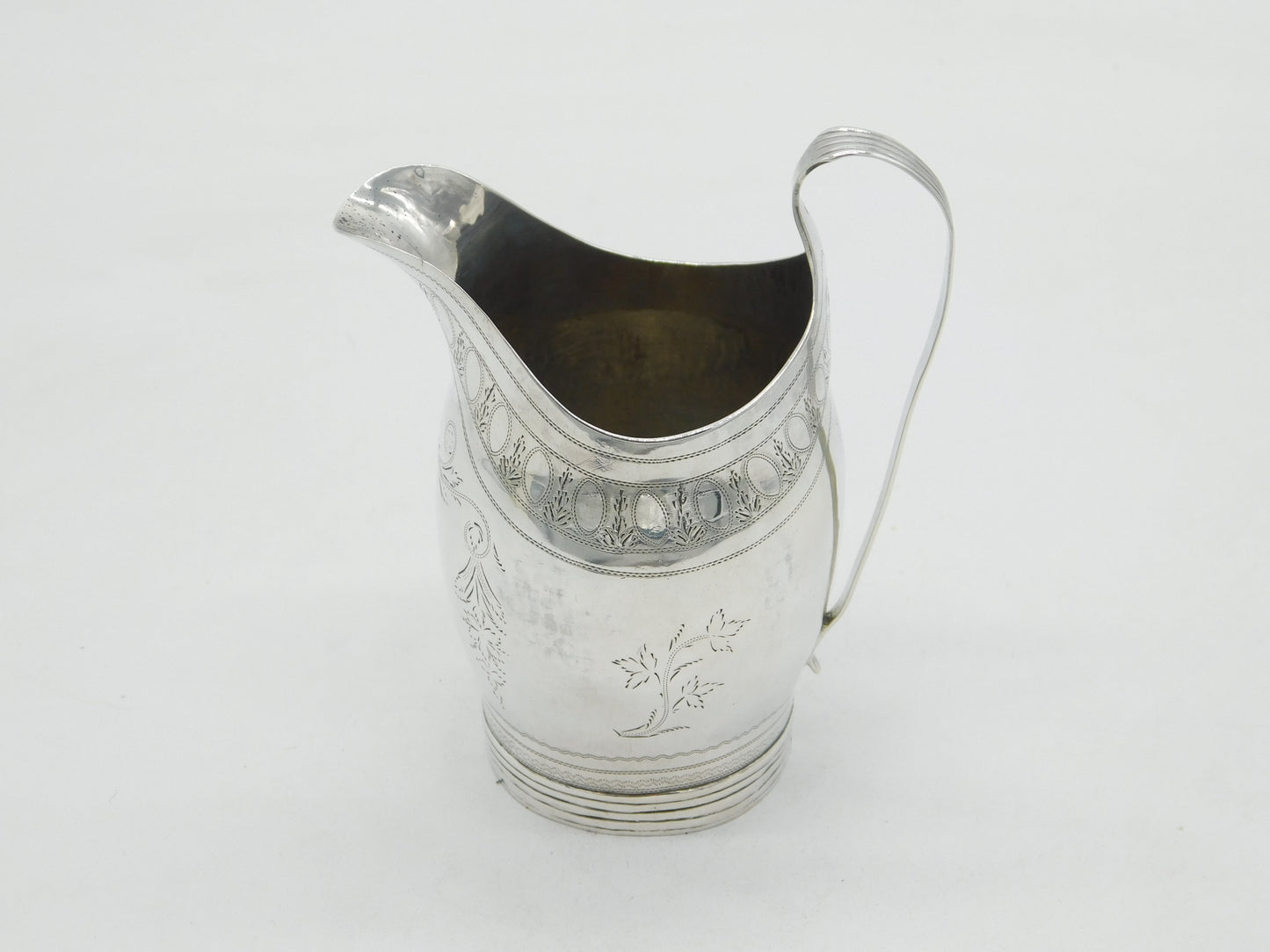 George III Sterling Silver Floral Pattern Barrel Cream Jug Antique c1805 London
