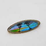 TLM Sterling Silver Morpho Butterfly Wing Palm Tree Brooch Antique c1920