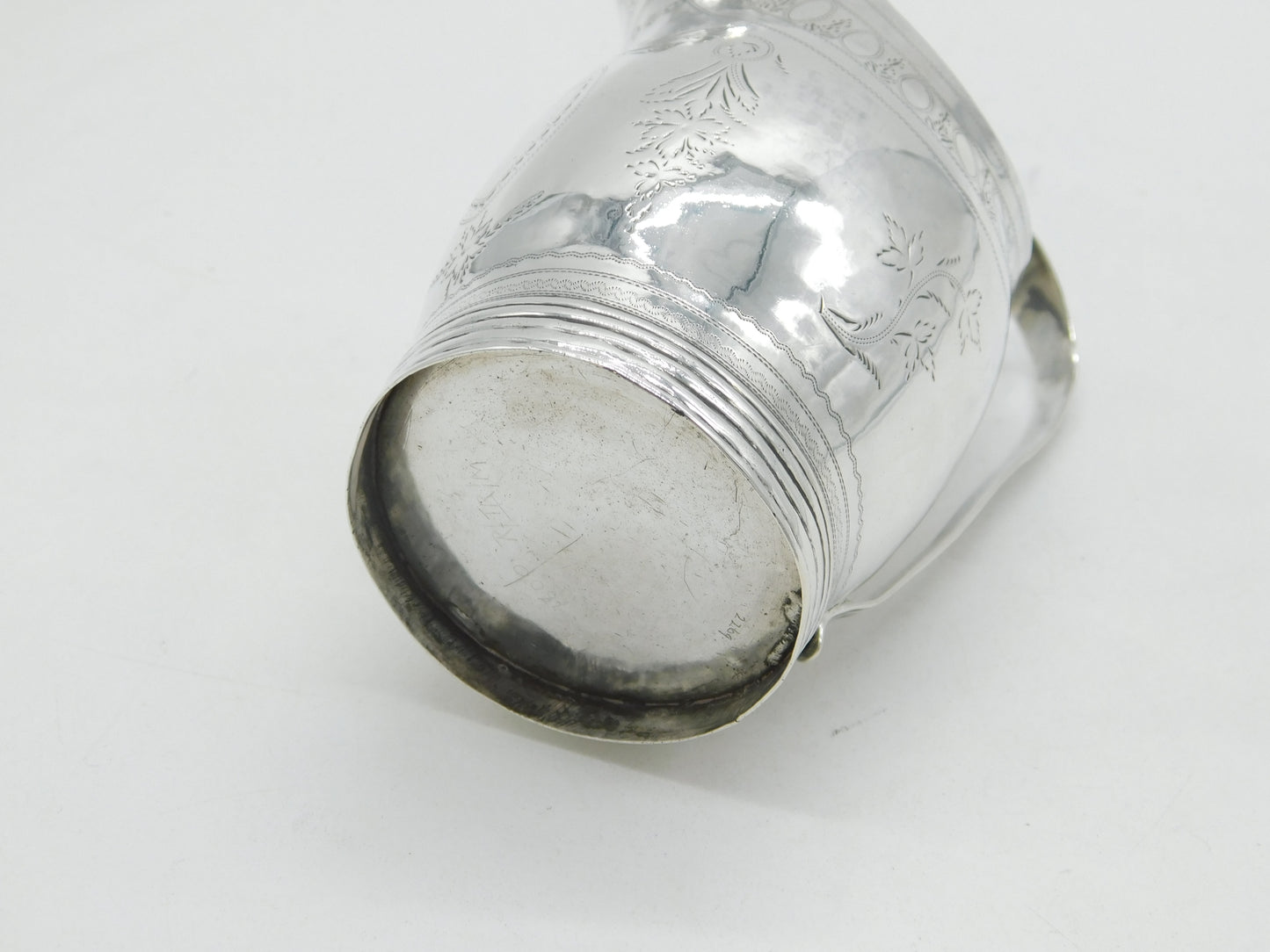 George III Sterling Silver Floral Pattern Barrel Cream Jug Antique c1805 London