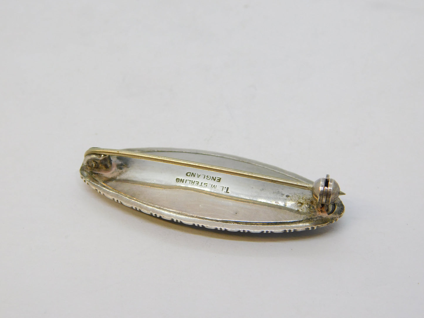 TLM Sterling Silver Morpho Butterfly Wing Palm Tree Brooch Antique c1920