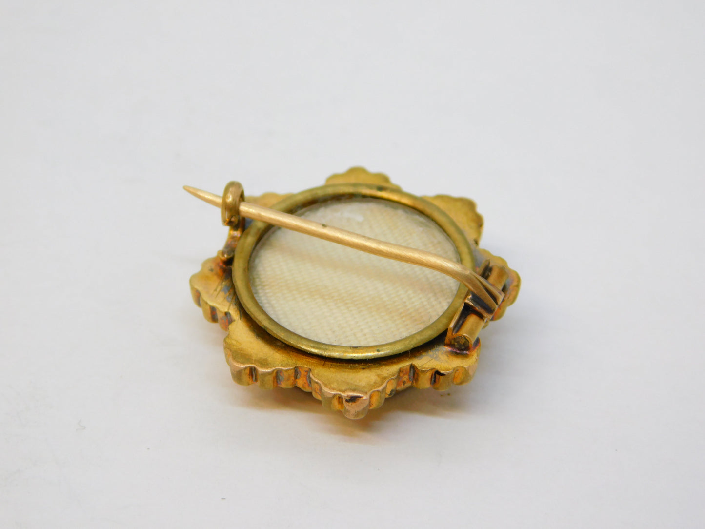 Victorian 9ct Gold, Diamond, Ruby Floral Locket Brooch Pin Antique c1880
