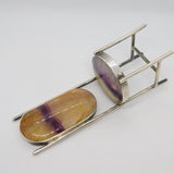 Sterling Silver & Derbyshire Blue John Dining Chair Ornament 1989 Sheffield