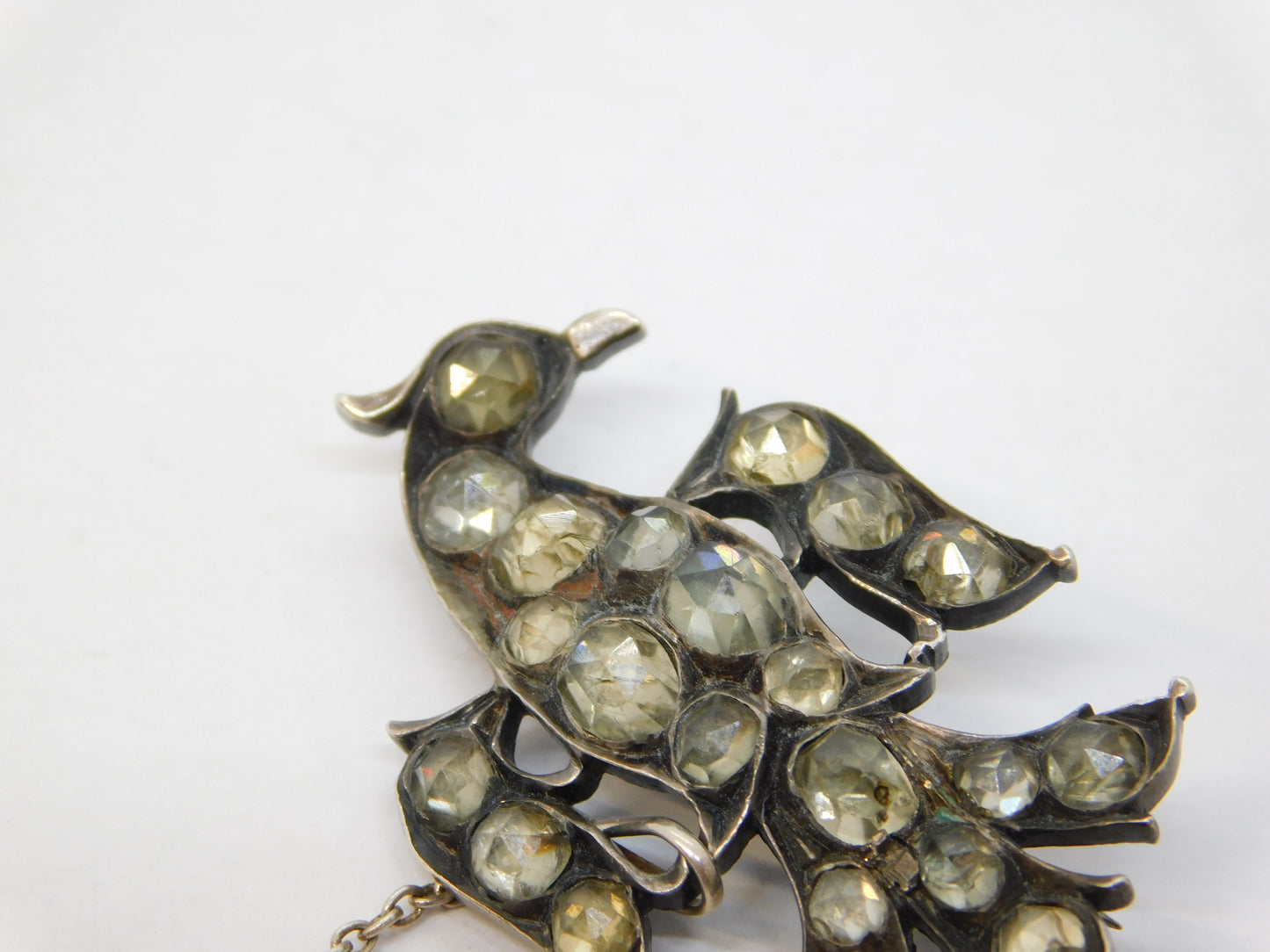 19th Century Austro-Hungarian Silver & Paste Set Eagle Bird Brooch Antique c1860
