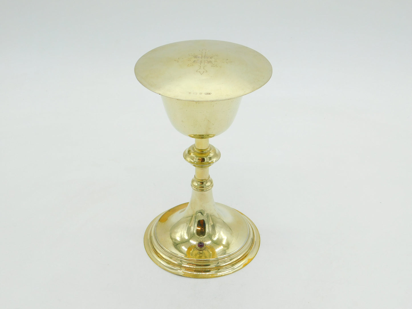 Edwardian Sterling Silver Gilded Communion Chalice & Paten Antique 1903 Birmingham