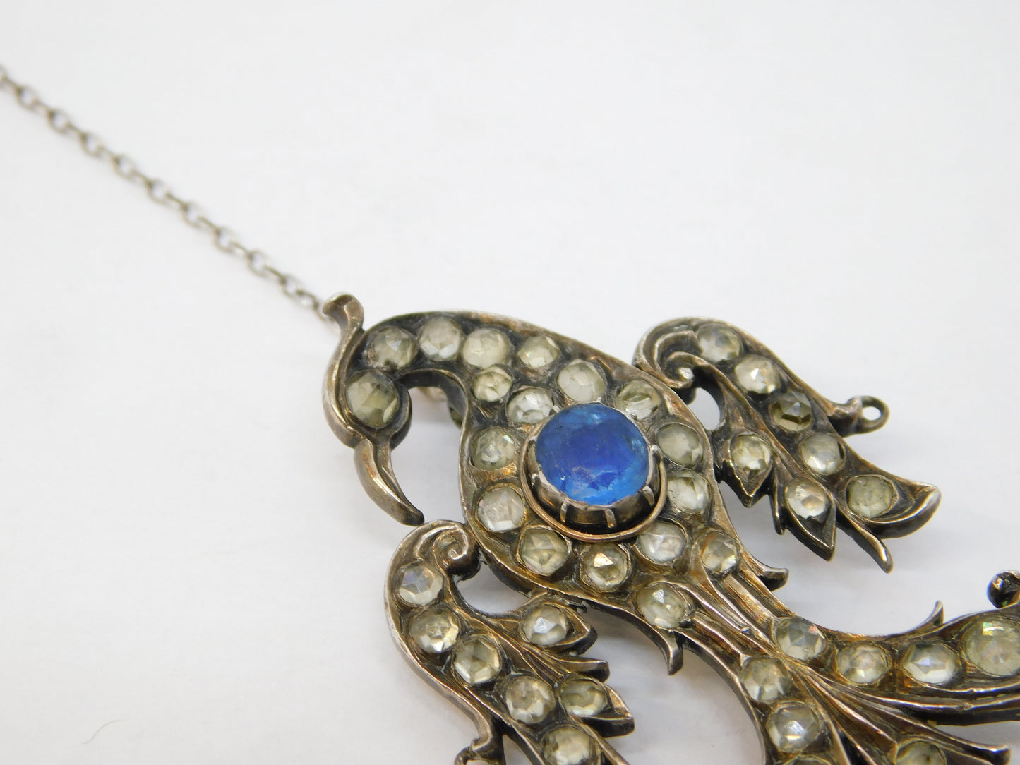 19th Century Austro-Hungarian Blue-White Paste Eagle Bird Brooch Antique c1860