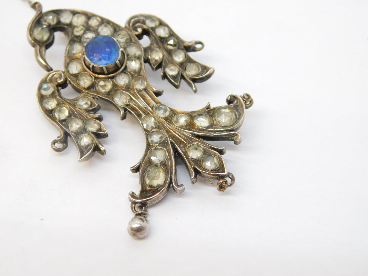 19th Century Austro-Hungarian Blue-White Paste Eagle Bird Brooch Antique c1860