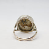 Victorian Sterling Silver Mary Queen of Scots Porcelain Dress Ring Antique c1860