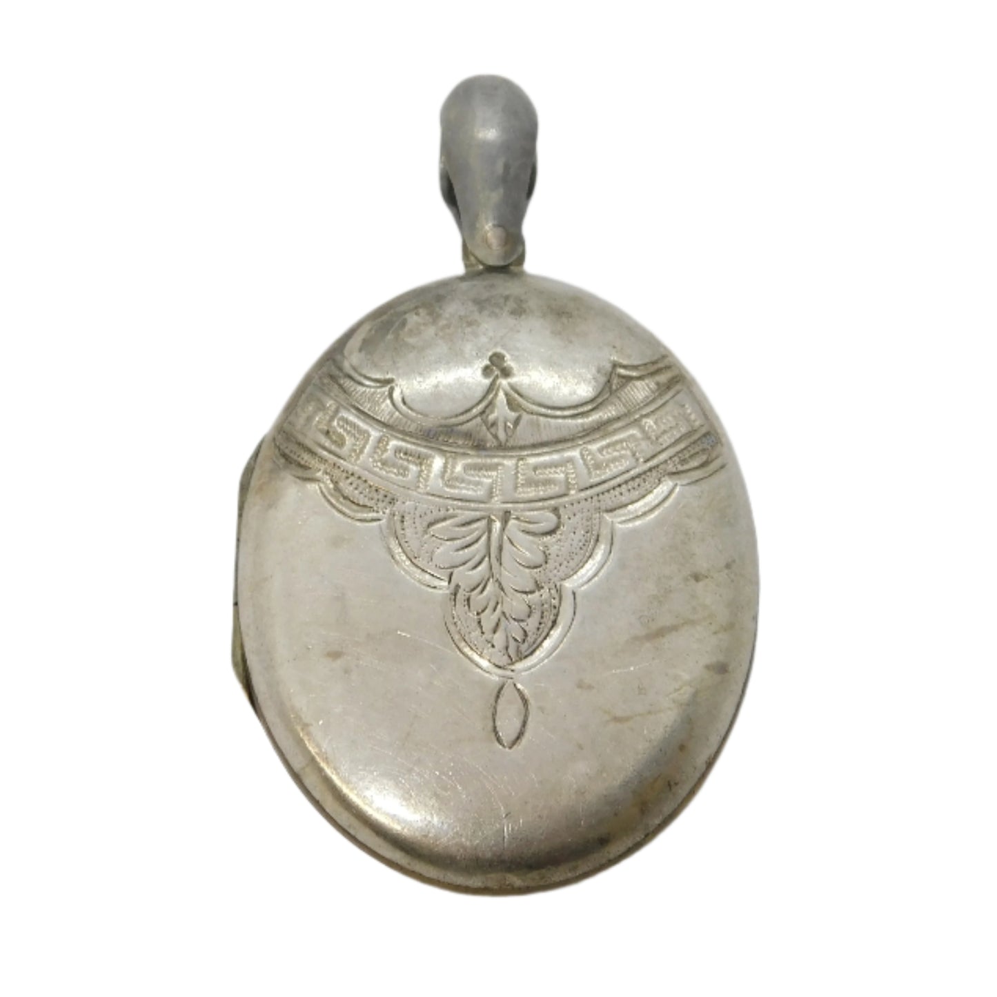 Victorian Sterling Silver Key & Fern Leaf Pattern Locket Pendant Antique c1880