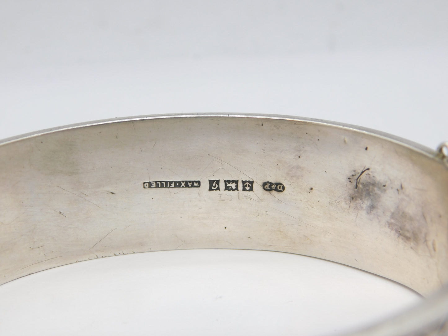 Sterling Silver Gold Fronted Swallow Bird & Flower Cuff Bangle Vintage 1981 Birmingham