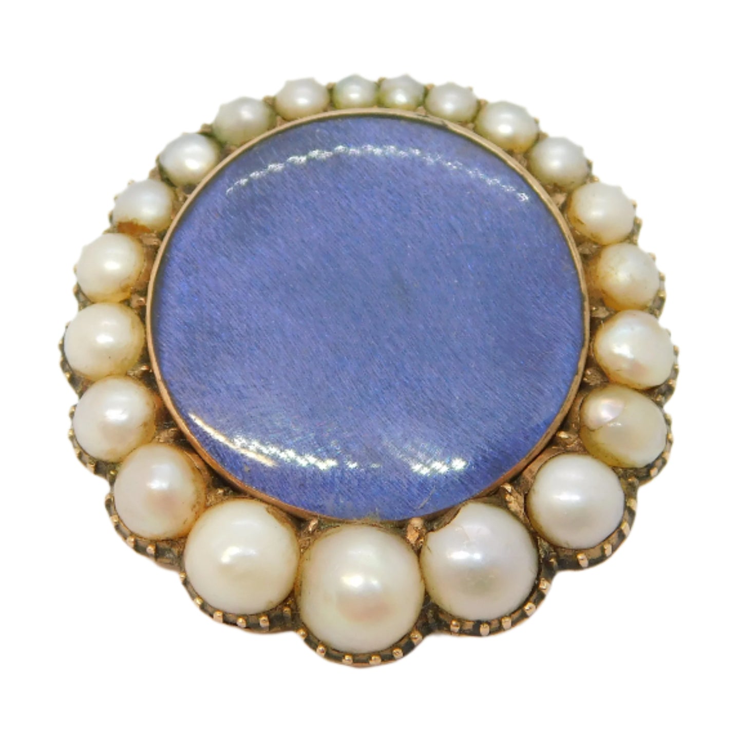 George III 9ct Gold Graduating Pearl Mourning Locket Brooch Antique c1820